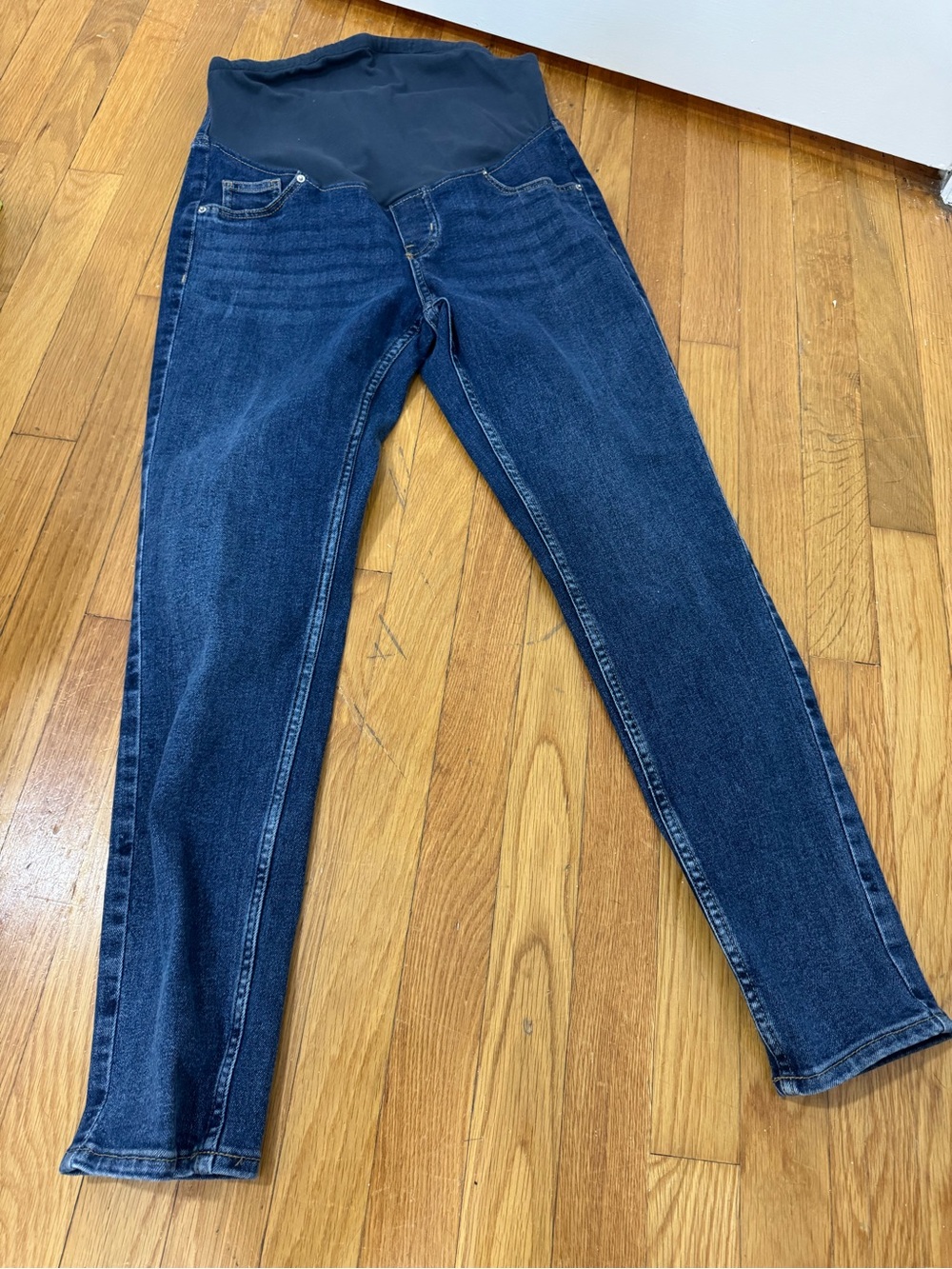 H&M Dark Blue Maternity Skinny Jeans with Black Overband